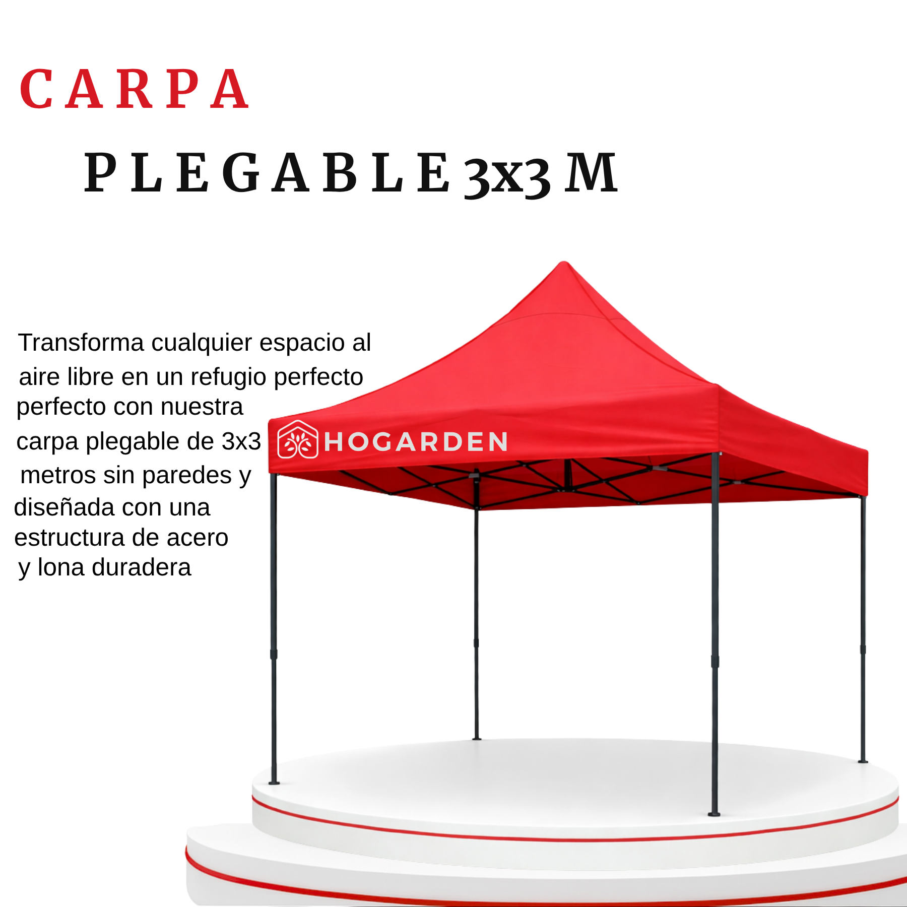 Carpa Plegable Roja 3x3 M