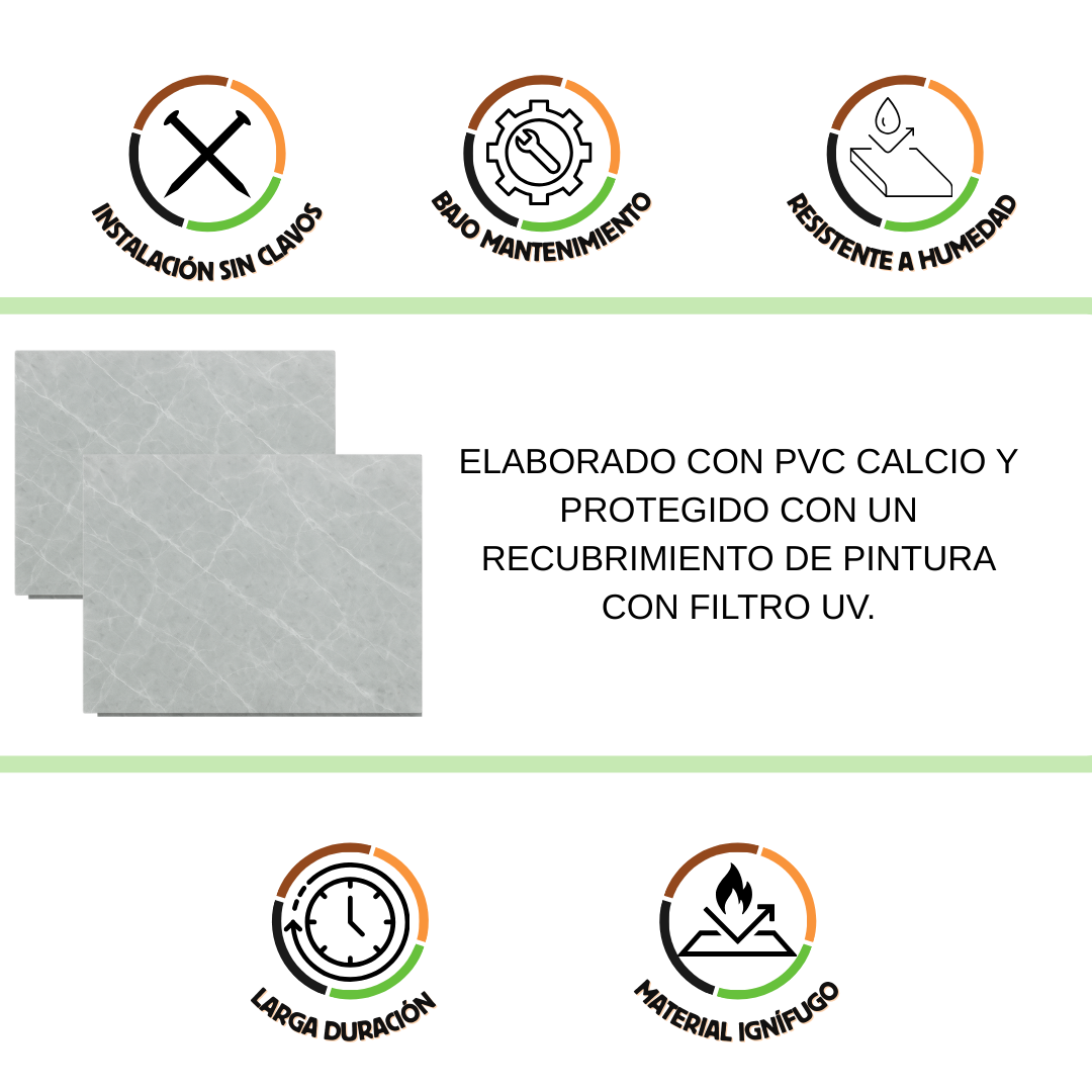 Panel Tipo Mármol Gris 122x244 Cm Para Decorar
