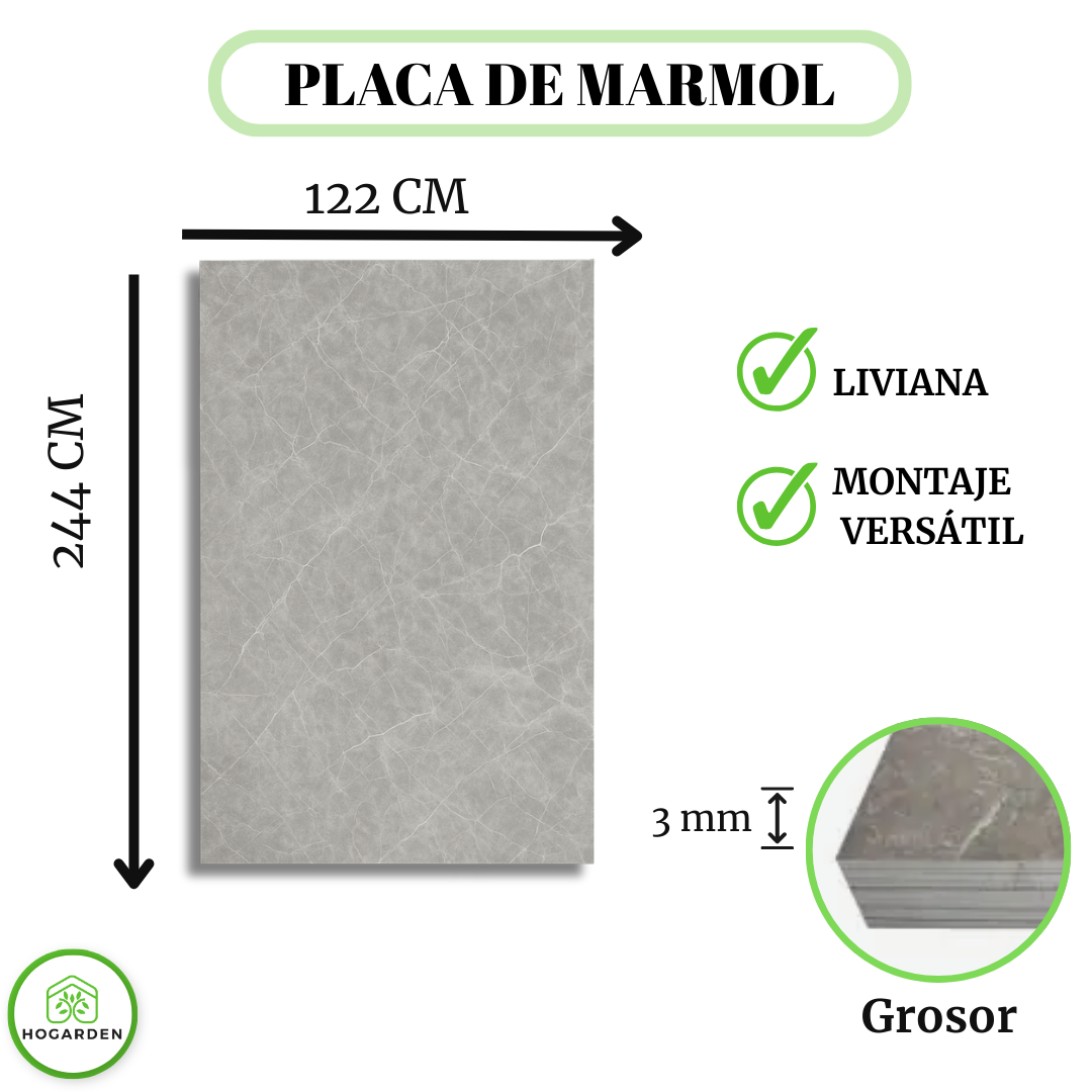 Panel Tipo Mármol Gris 122x244 Cm Para Decorar