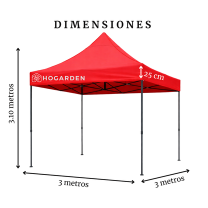 Carpa Plegable Roja 3x3 M