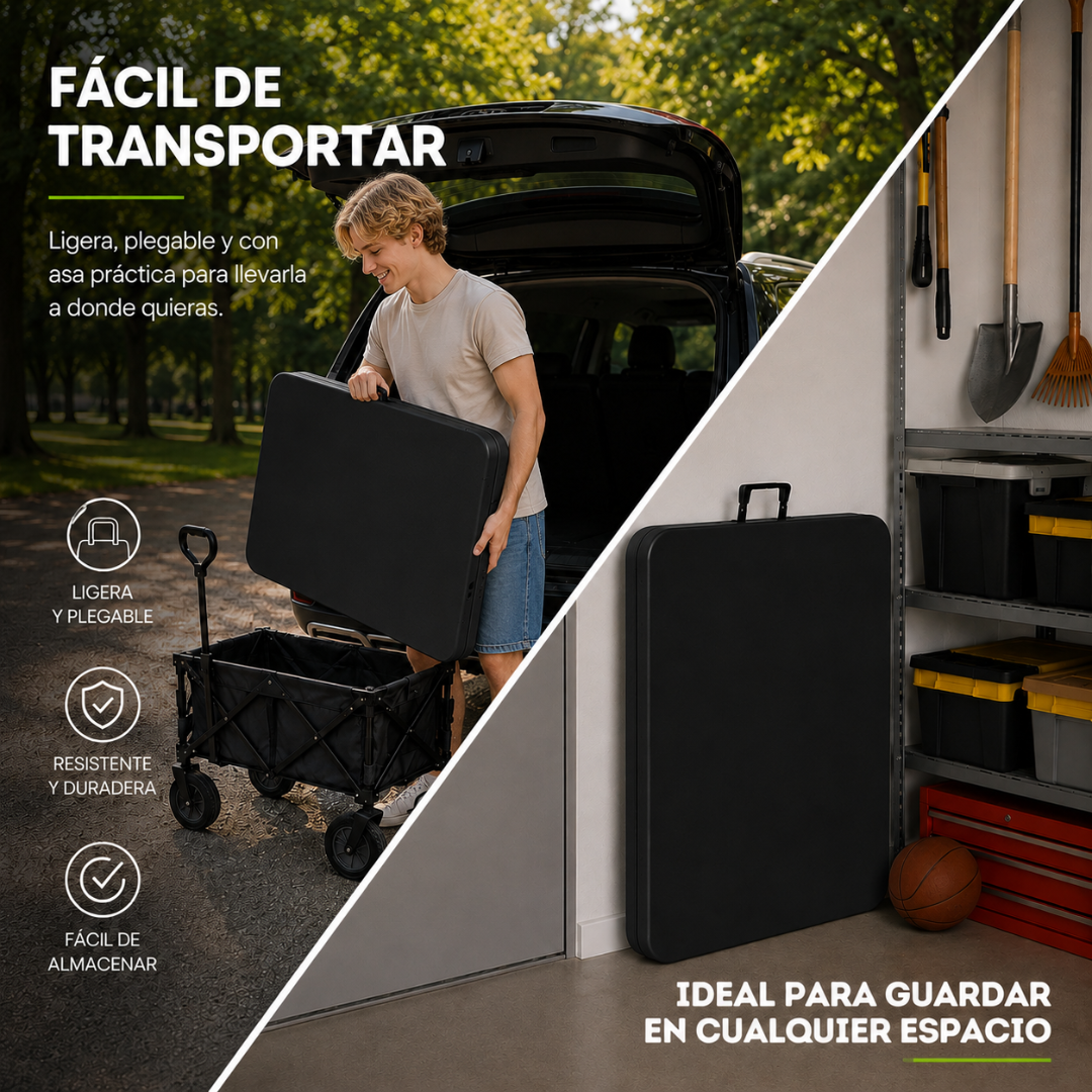 Mesa Plegable Negra 1.80 M