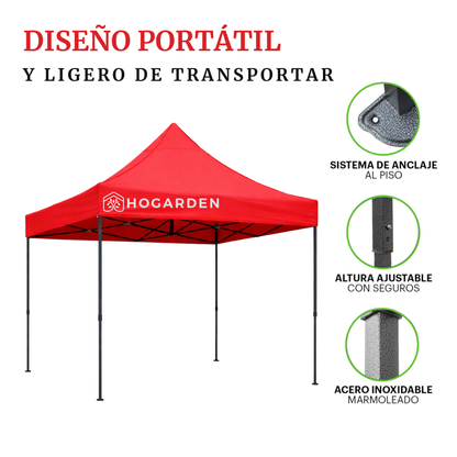 Carpa Plegable Roja 3x3 M