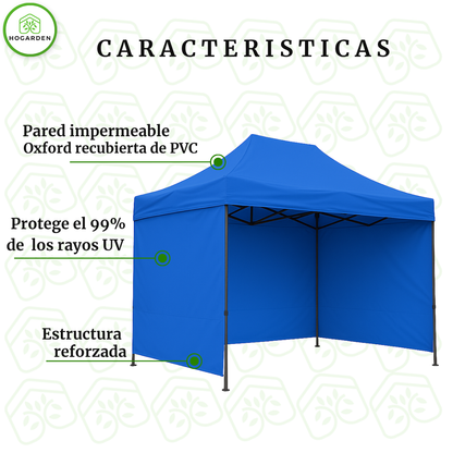 Carpa Plegable Azul 2x3 M Con Pared