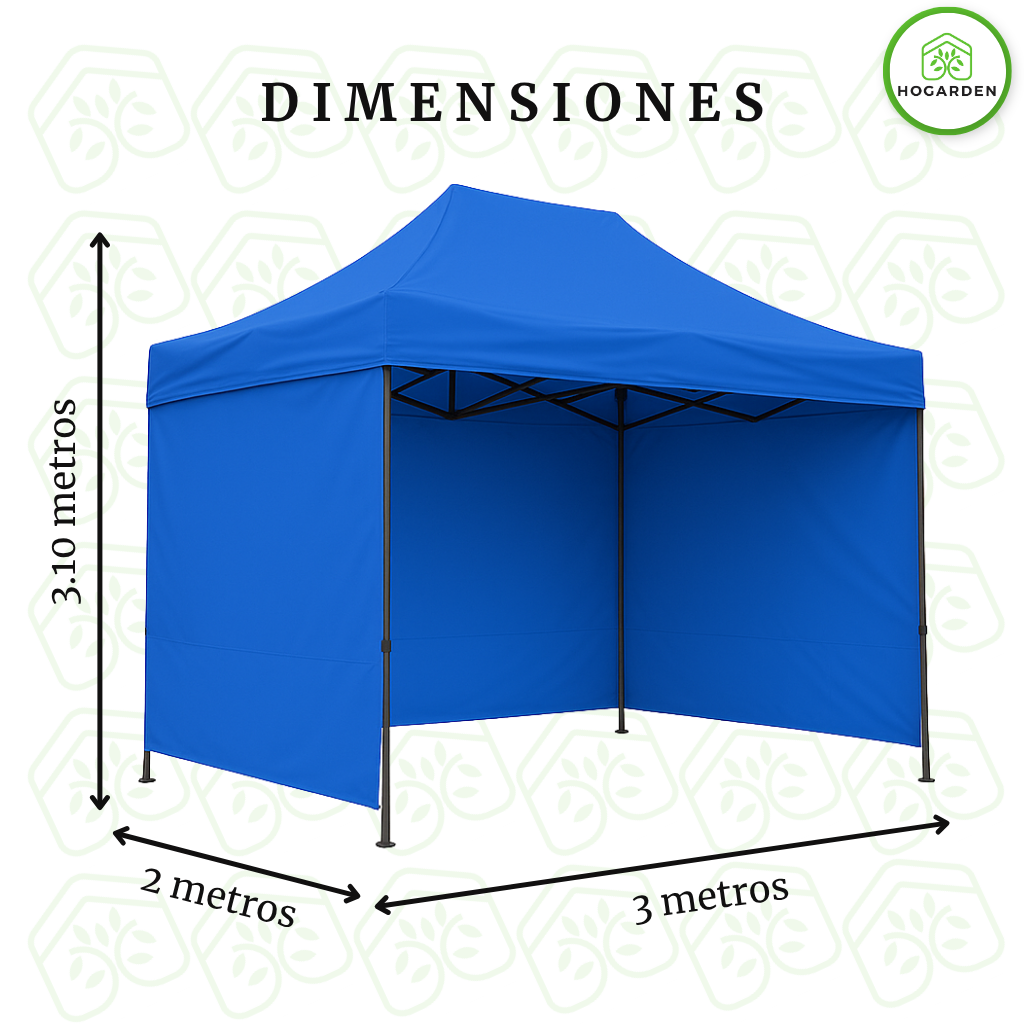 Carpa Plegable Azul 2x3 M Con Pared