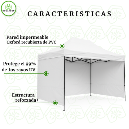 Carpa Plegable Blanca 2x3 M Con Pared
