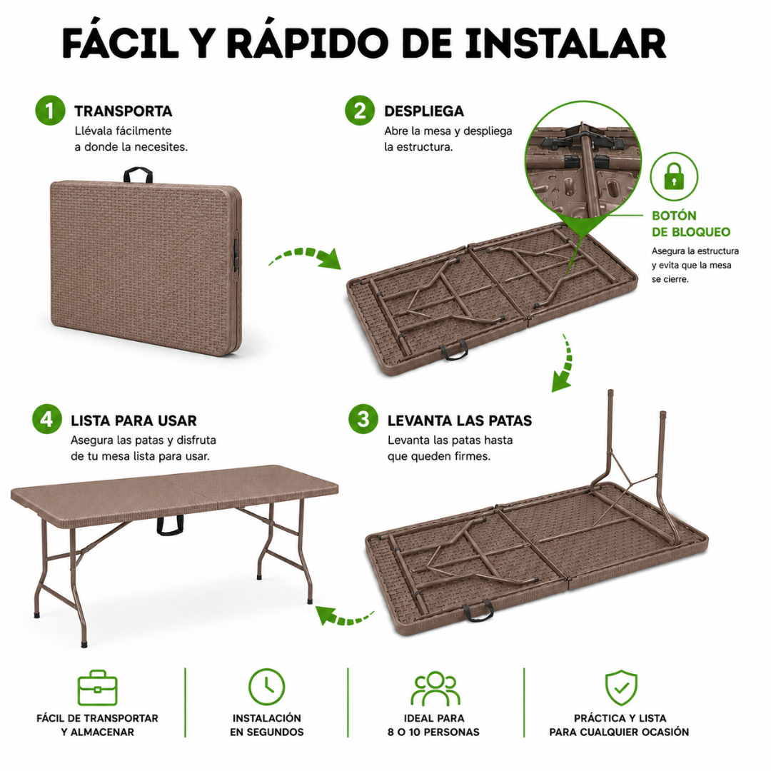 Mesa Plegable Café 1.80 M