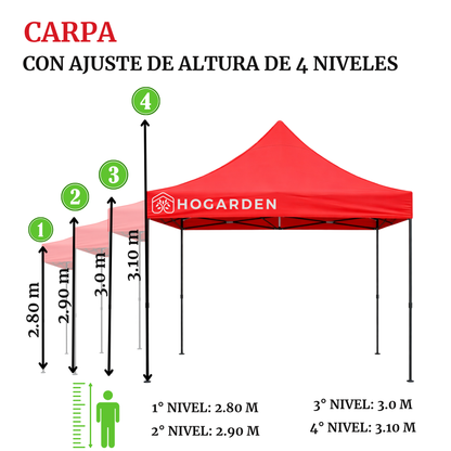 Carpa Plegable Roja 3x3 M