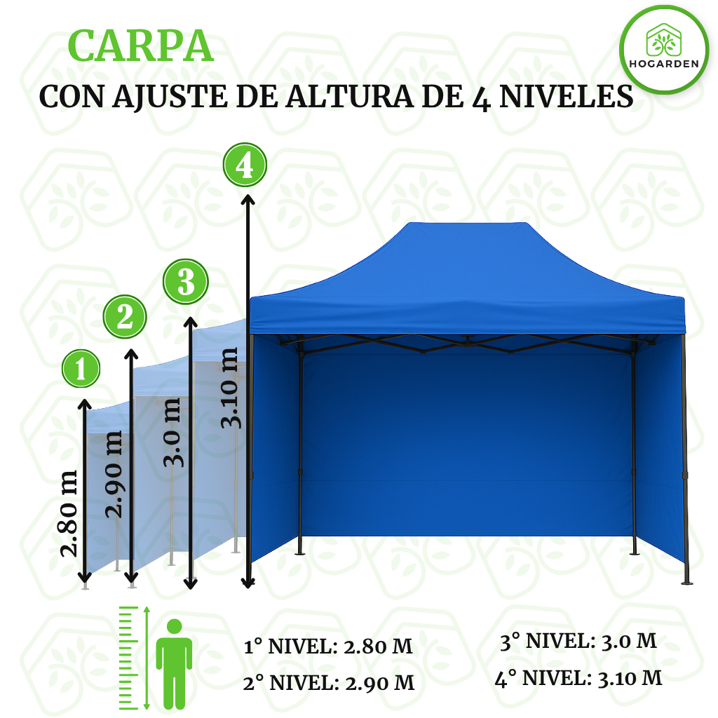 Carpa Plegable Azul 2x3 M Con Pared