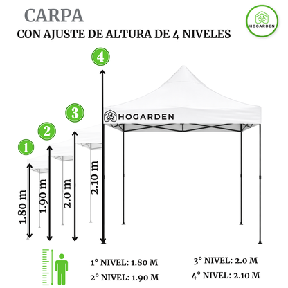Carpa Plegable Blanca 2x2 M