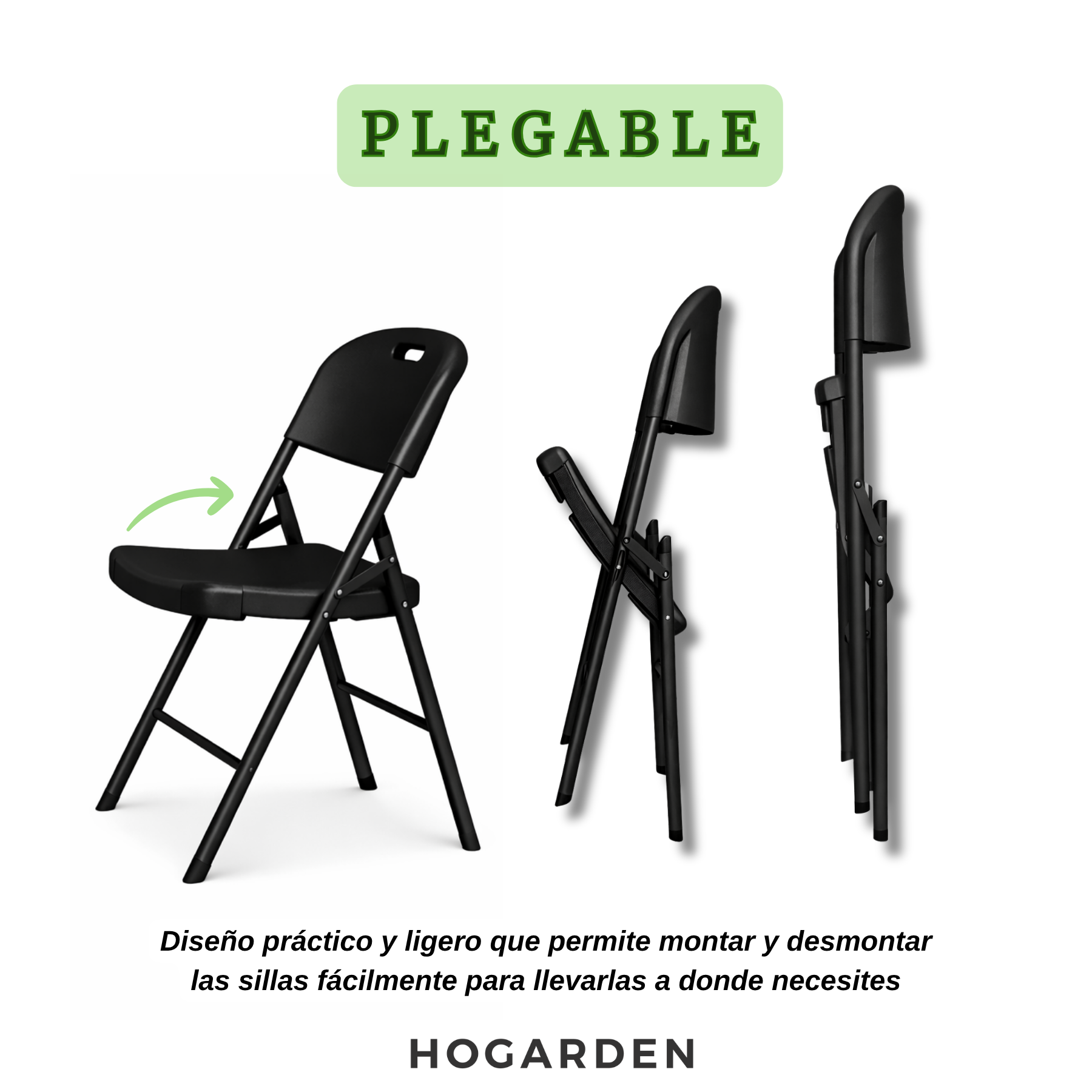 Silla Plegable Reforzada Negra