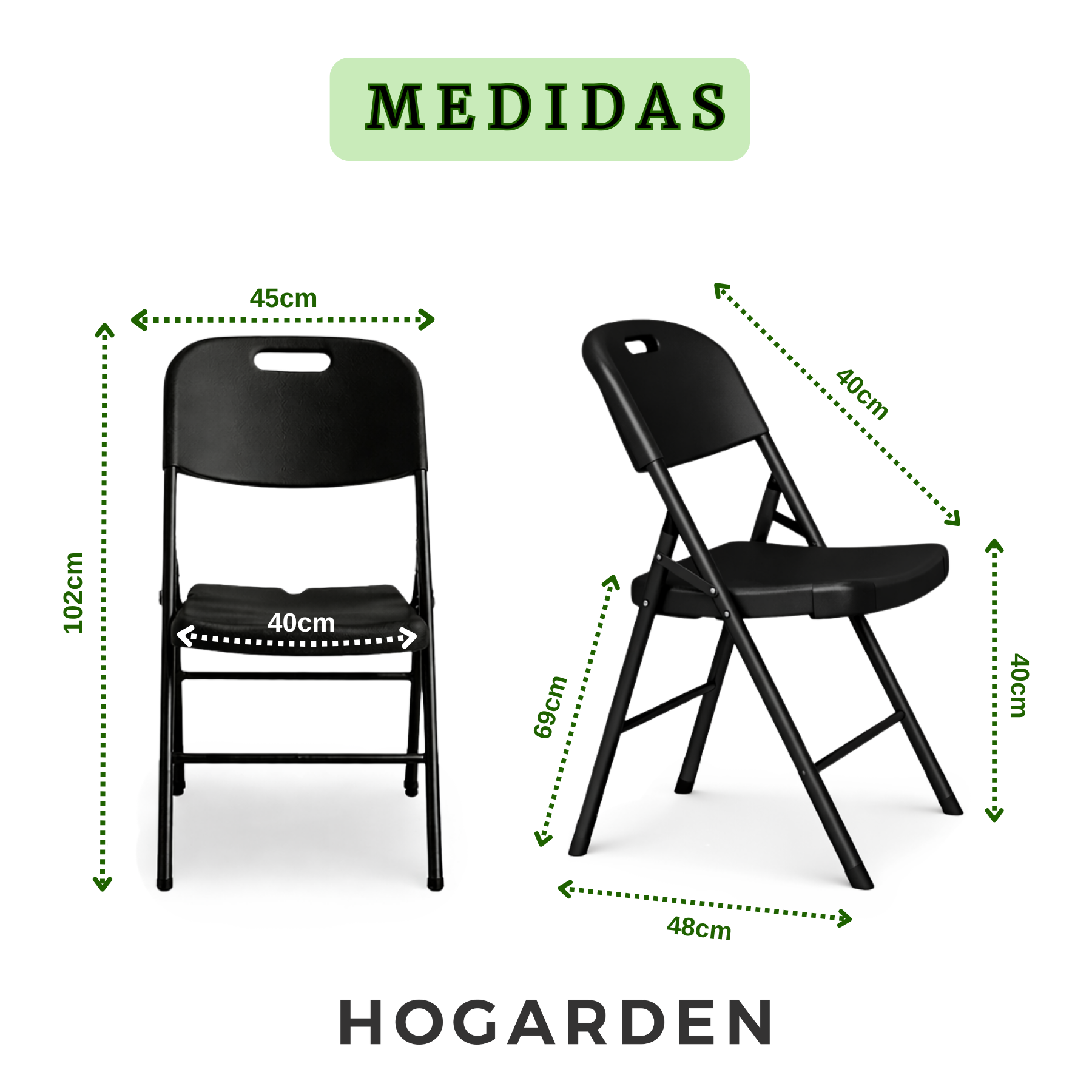 Silla Plegable Reforzada Negra