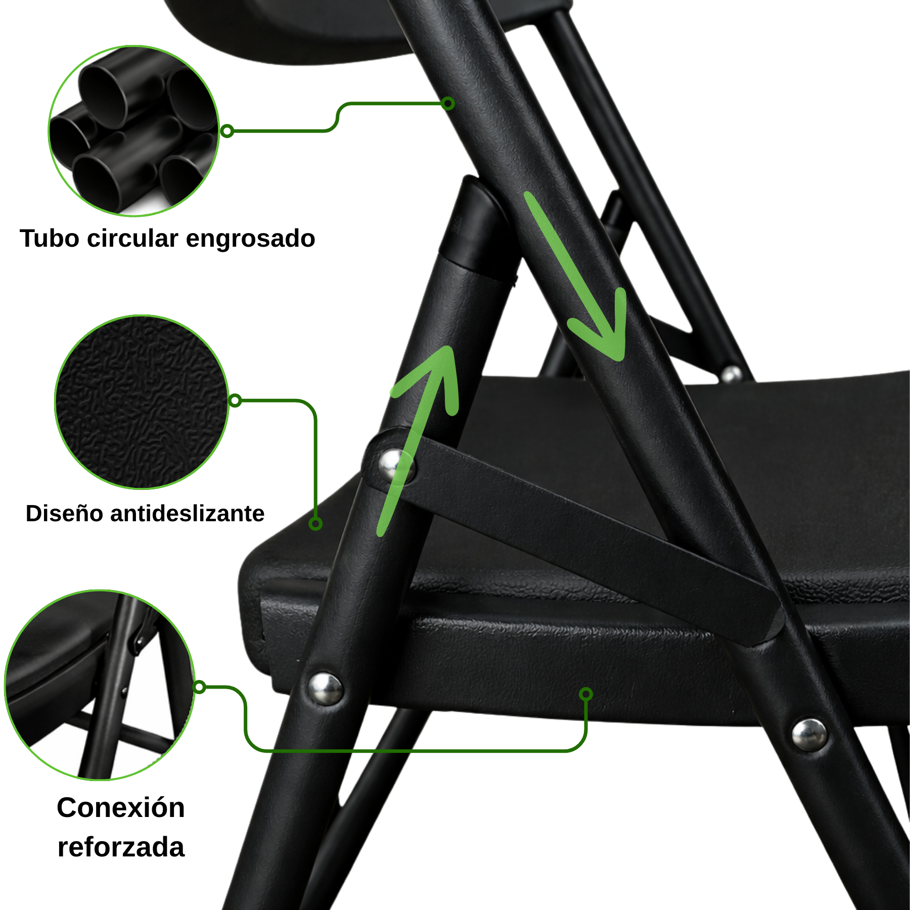 Silla Plegable Reforzada Negra