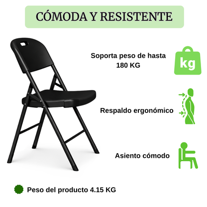 Silla Plegable Reforzada Negra