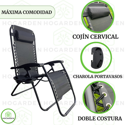 Silla Camastro Gravedad Cero Negro