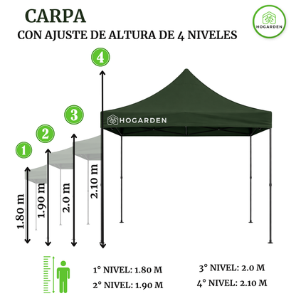 Carpa Plegable Verde 2x2 M