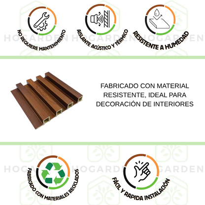Panel Decorativo WPC Nogal Intenso 1 m x 16 cm 12 Pzs