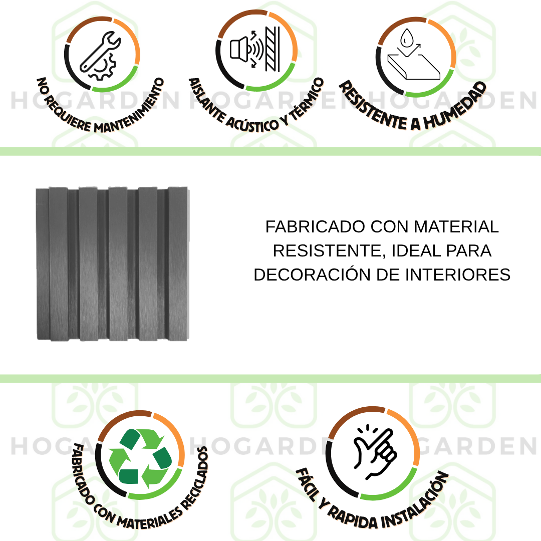 Panel Decorativo WPC Gris 1 m x 16 cm 12 Pzs