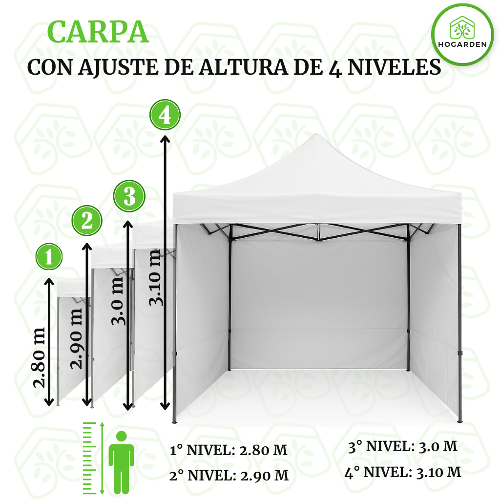 Carpa Plegable Blanca 2x3 M Con Pared