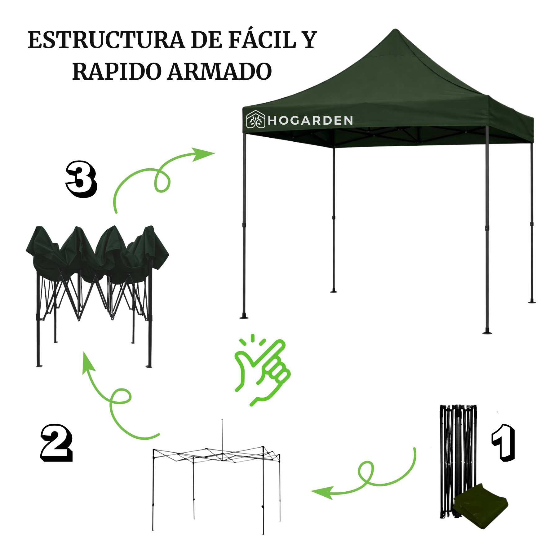 Carpa Plegable Verde 2x2 M