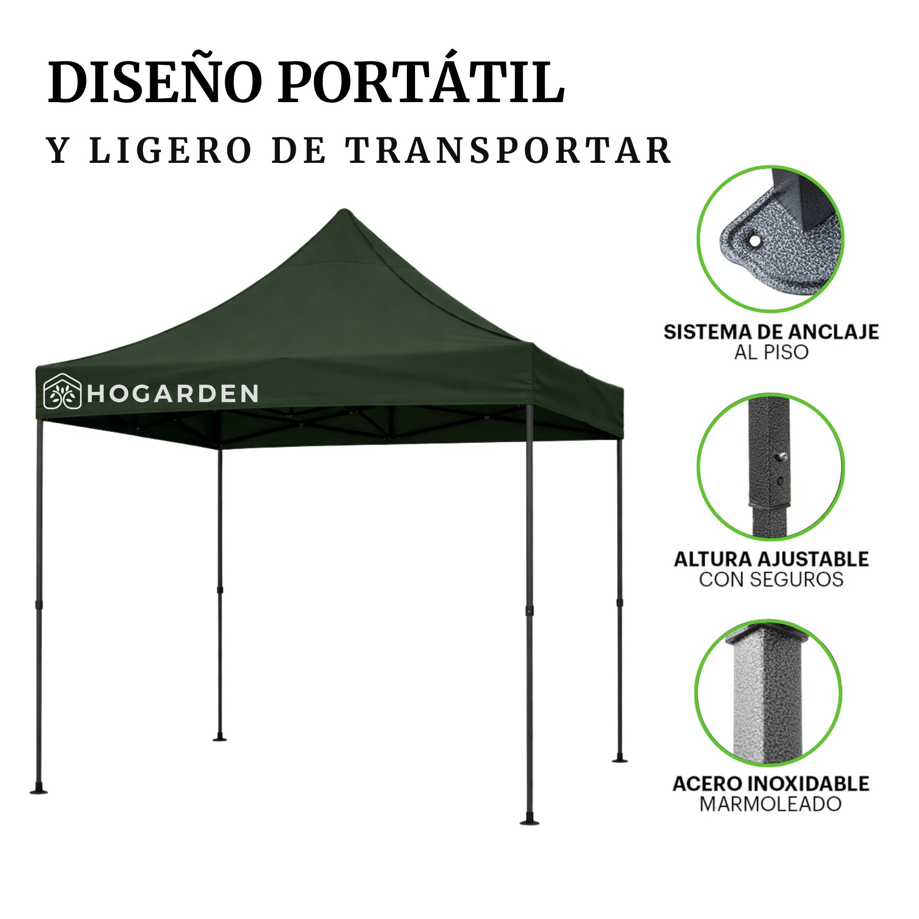 Carpa Plegable Verde 2x2 M