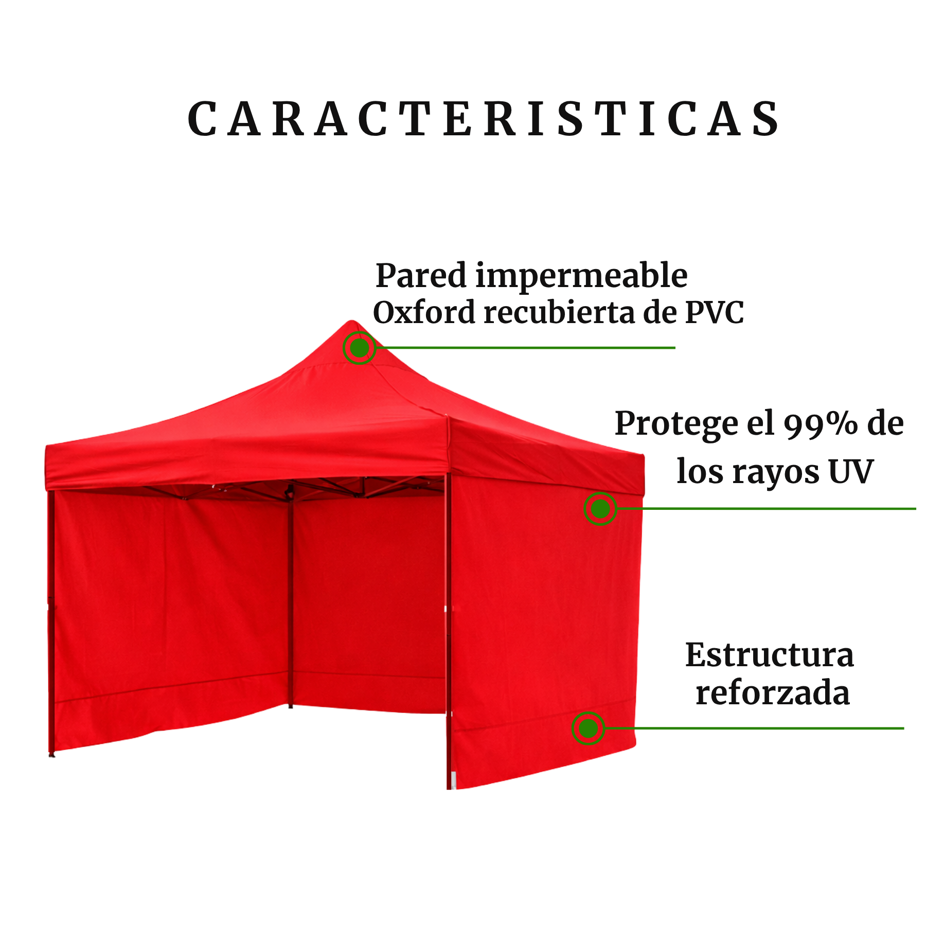 Carpa Plegable Roja 3x3 M Con Pared