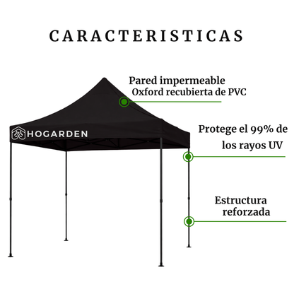 Carpa Plegable Negro 2x2 M
