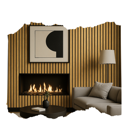 Panel Decorativo WPC Roble Con Fondo Negro 1 m x 16 cm 12 Pzs