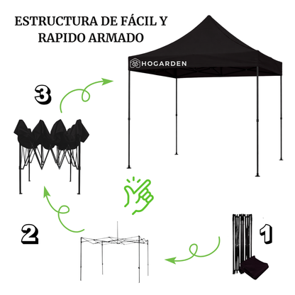 Carpa Plegable Negro 2x2 M