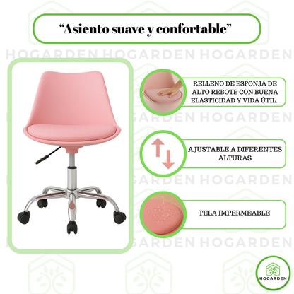 Silla Ejecutiva Eames Con Ruedas Rosa