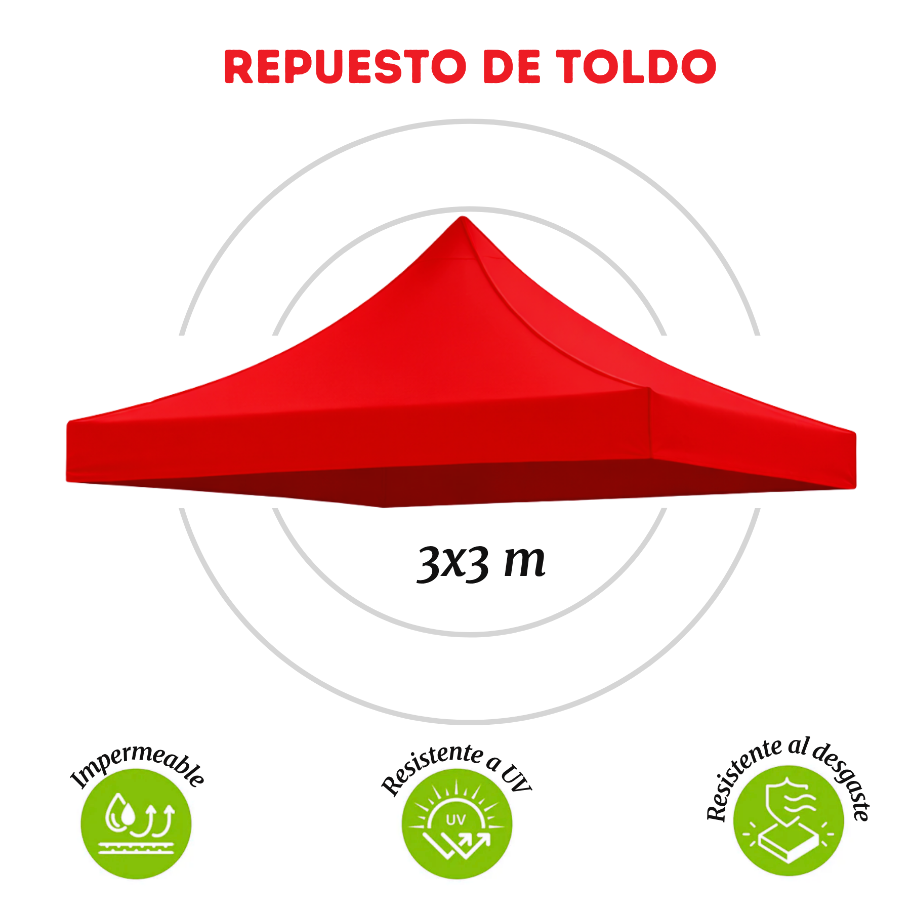 Repuesto De Toldo Rojo 3x3 M