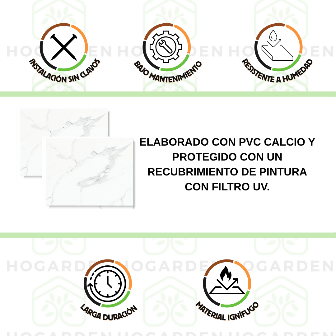 Panel Tipo Mármol Blanco 122x244 Cm Para Decorar