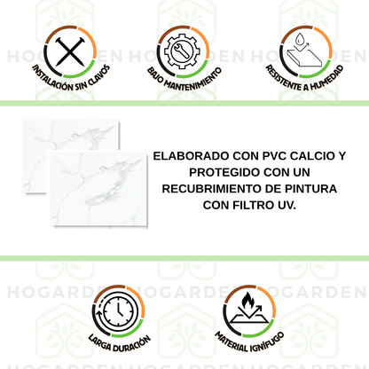 Panel Tipo Mármol Blanco 122x244 Cm Para Decorar