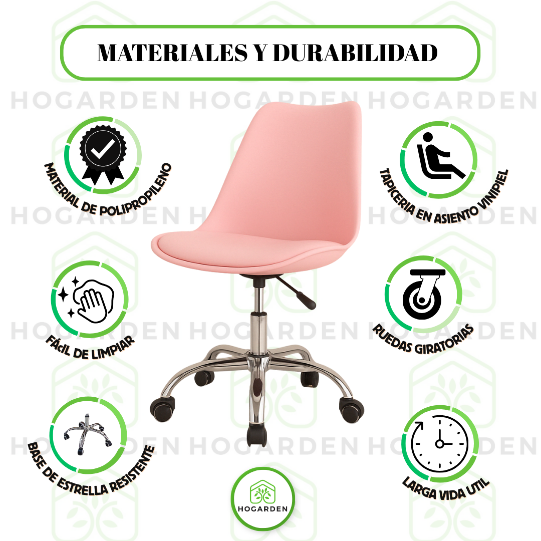 Silla Ejecutiva Eames Con Ruedas Rosa