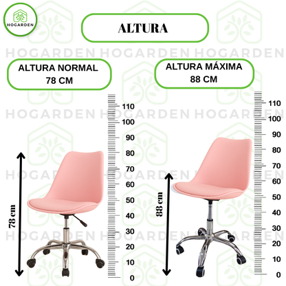 Silla Ejecutiva Eames Con Ruedas Rosa