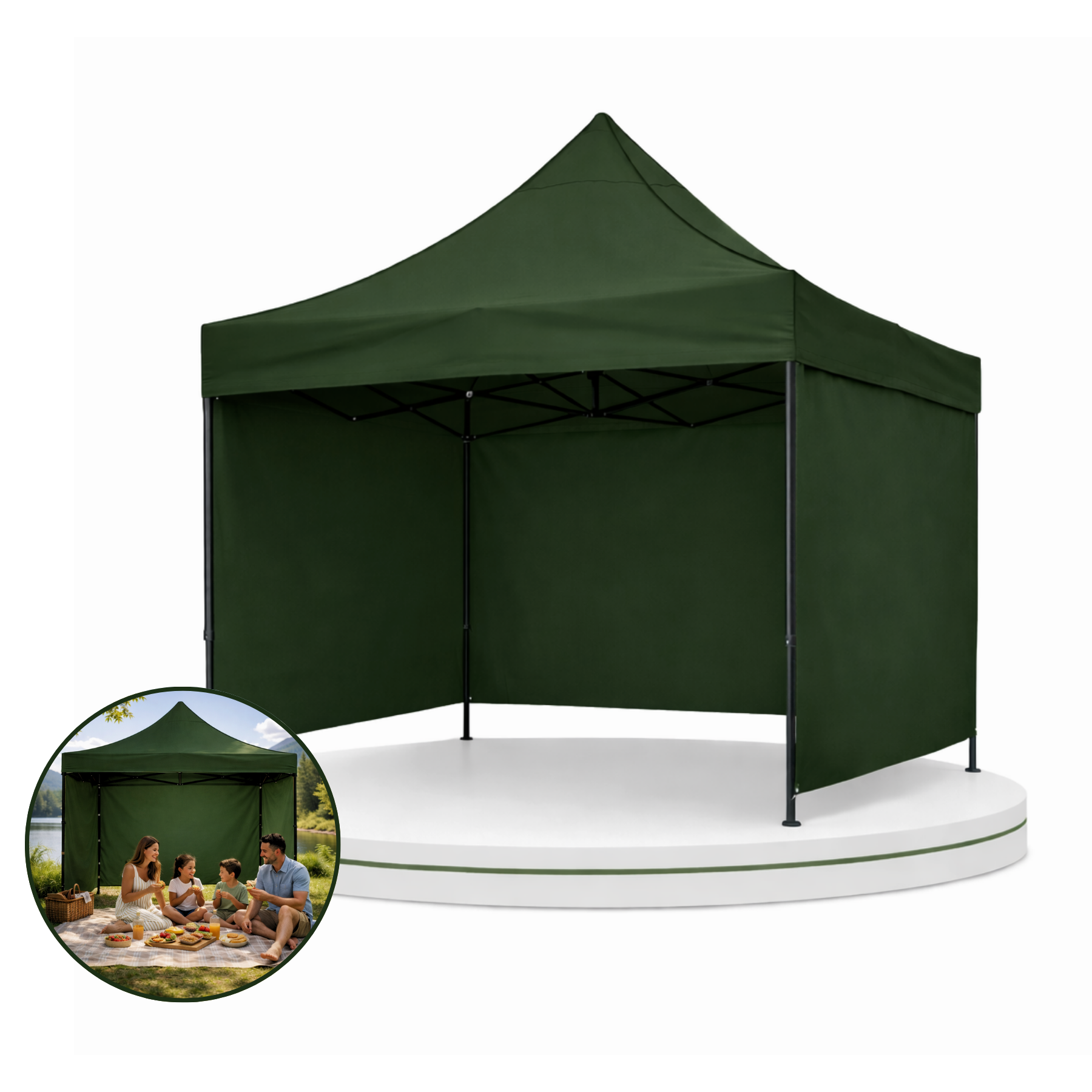 Carpa Plegable Verde 3x3 M Con Pared