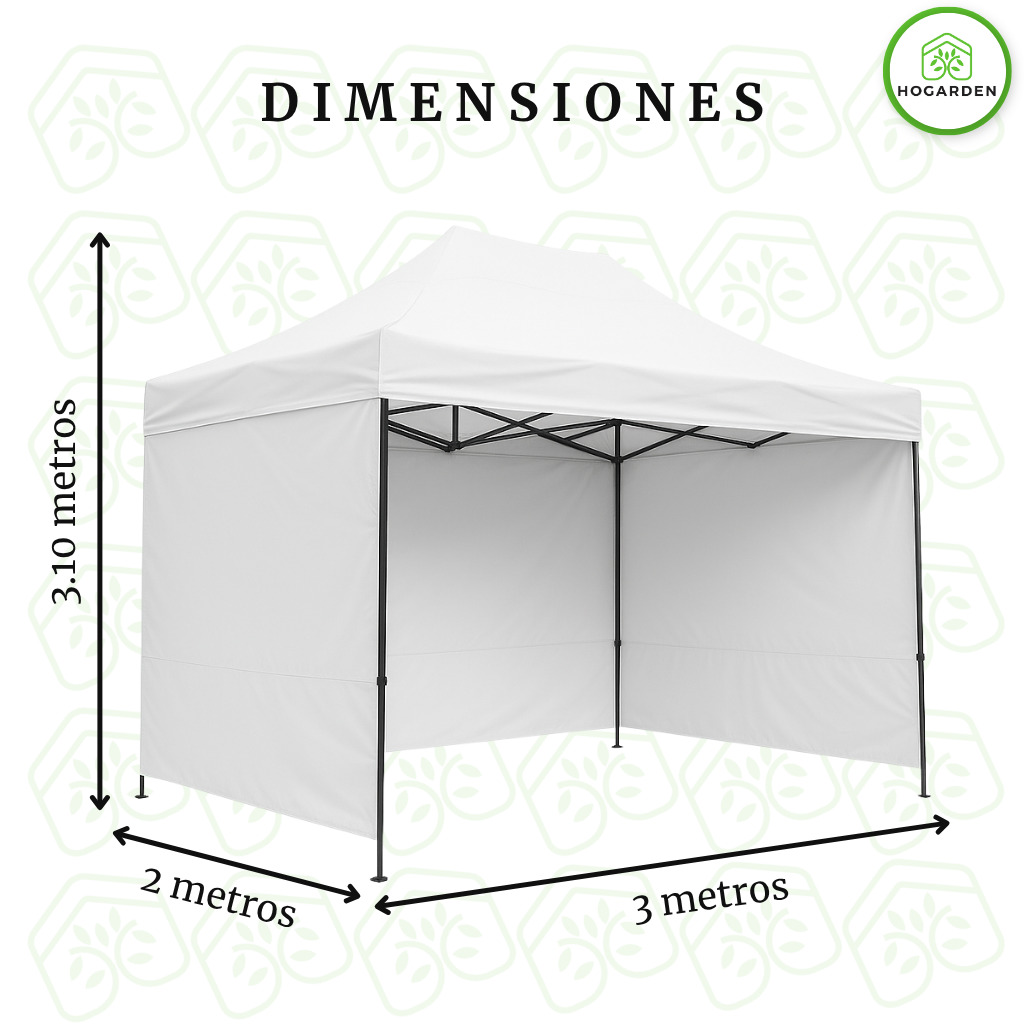 Carpa Plegable Blanca 2x3 M Con Pared