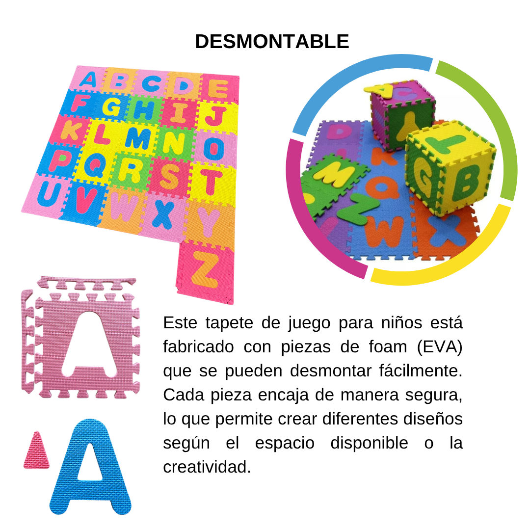 Tapete Foamy Abc Colores Para Bebés 26 pzs