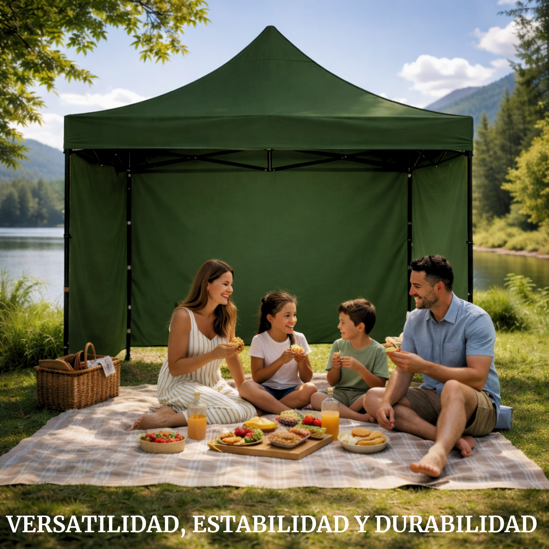 Carpa Plegable Verde 3x3 M Con Pared