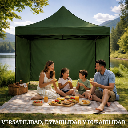 Carpa Plegable Verde 3x3 M Con Pared