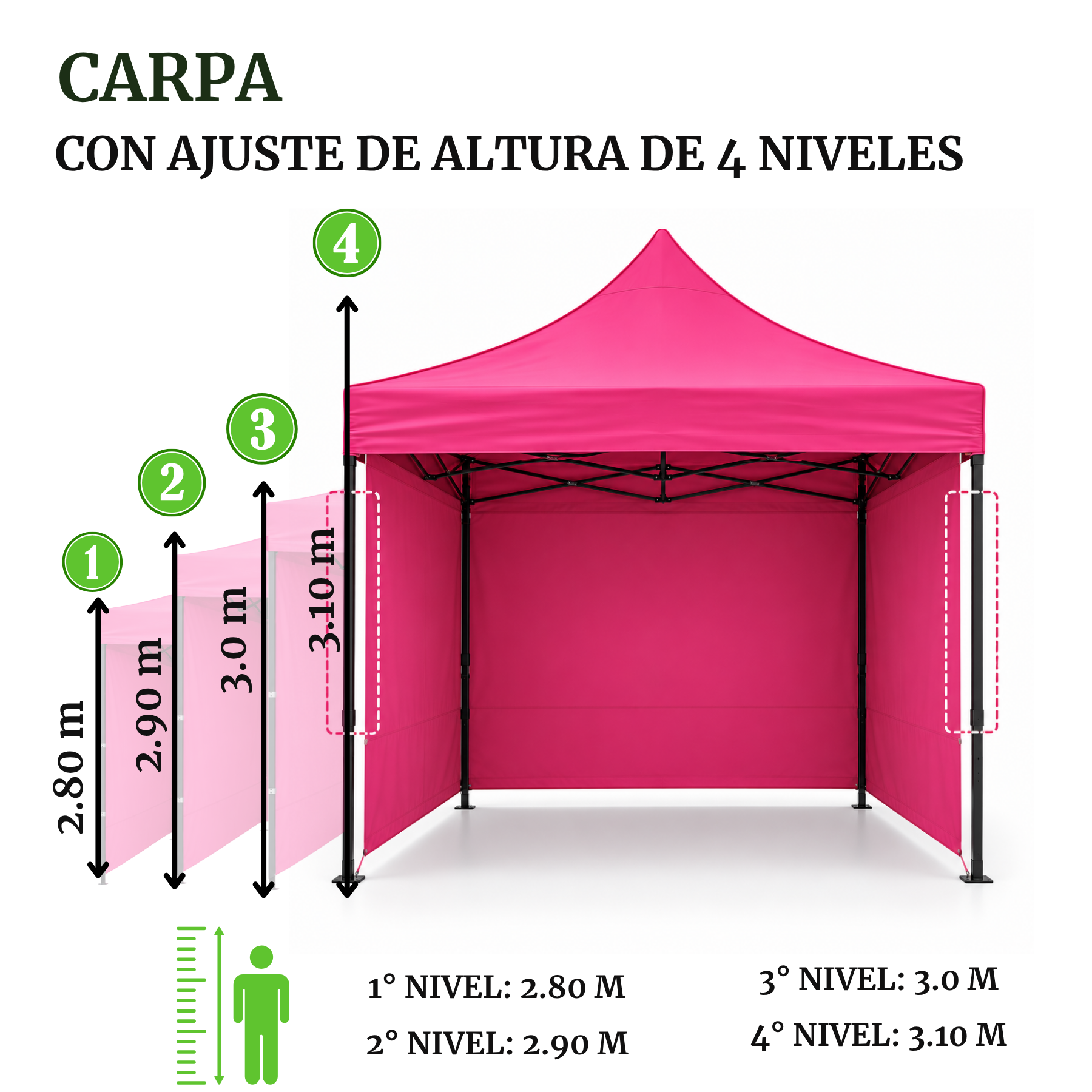 Carpa Plegable Rosa 3x3 M Con Pared