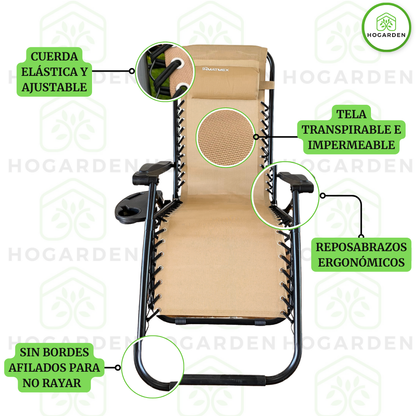Silla Camastro Gravedad Cero Beige