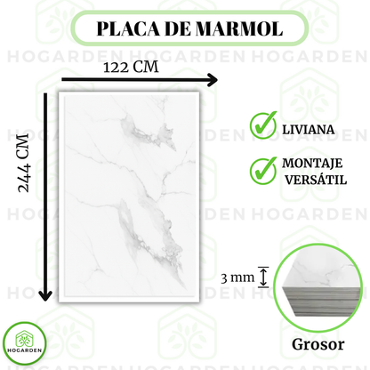 Panel Tipo Mármol Blanco 122x244 Cm Para Decorar