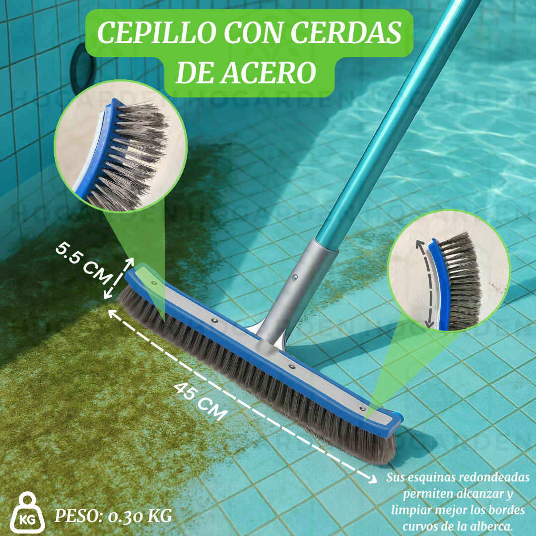 Cepillo Limpiador de Alberca 45 cm Cerdas Acero