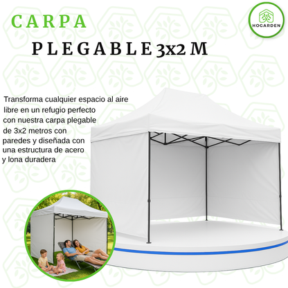 Carpa Plegable Blanca 2x3 M Con Pared