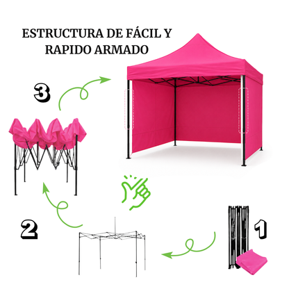 Carpa Plegable Rosa 3x3 M Con Pared