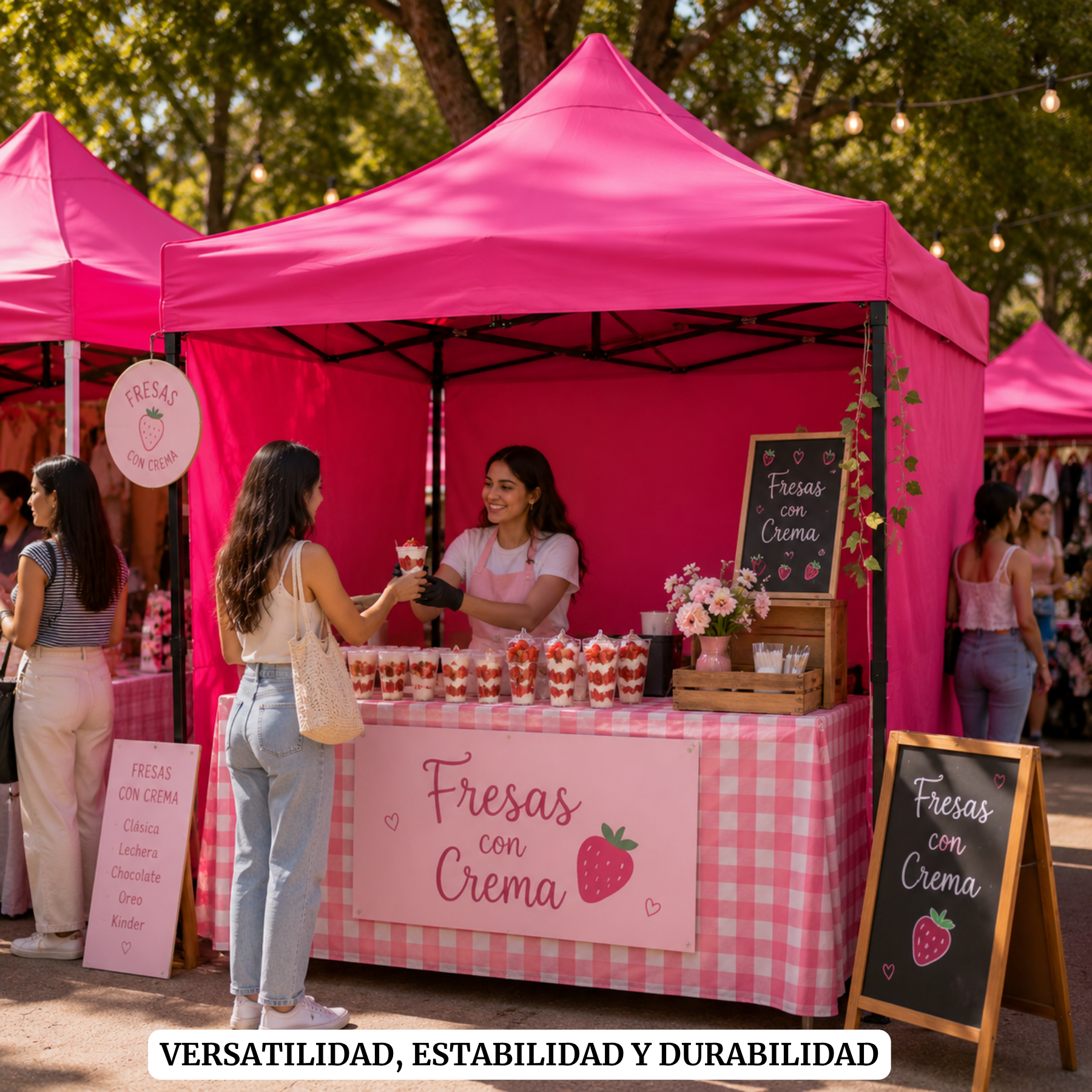 Carpa Plegable Rosa 3x3 M Con Pared