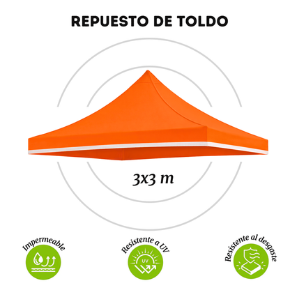 Repuesto De Toldo Naranja 3x3 M