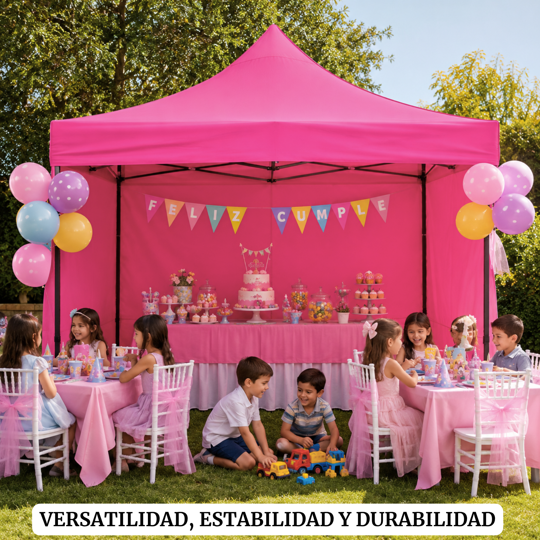 Carpa Plegable Rosa 3x3 M Con Pared
