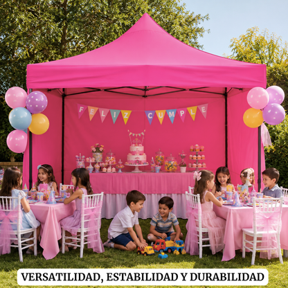 Carpa Plegable Rosa 3x3 M Con Pared