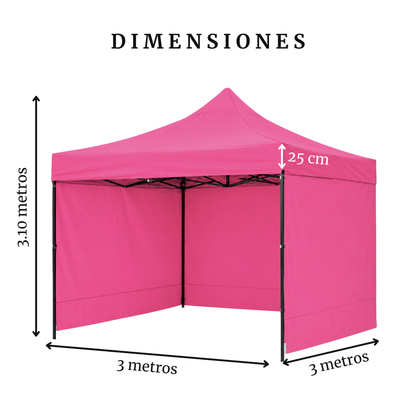 Carpa Plegable Rosa 3x3 M Con Pared
